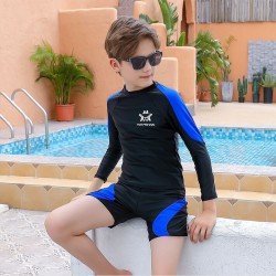 5-9Y Colorblock Long Sleeve Tops And Shorts Swimwear Swimsuit Set  Kids Boutique Clothing  