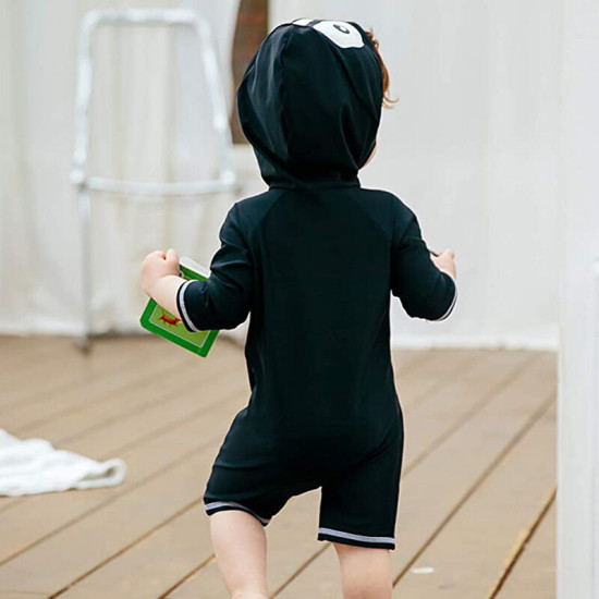 9M-5Y Toddler Boys Penguin One Piece Hooded Baby Boy Swimsuit  Boys Clothing   