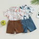 9M-4Y Toddler Boys Sets Dino Print Shirts And Shorts  Boys Clothing   