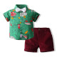 18M-6Y Toddler Boys Floral Print Short Sleeve Shirt Shorts Two-Piece Set  Boys Clothes   