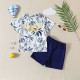 2-7Y Toddler Boys Beach Sets Tropical Print T-Shrits And Shorts  Boys Clothing   