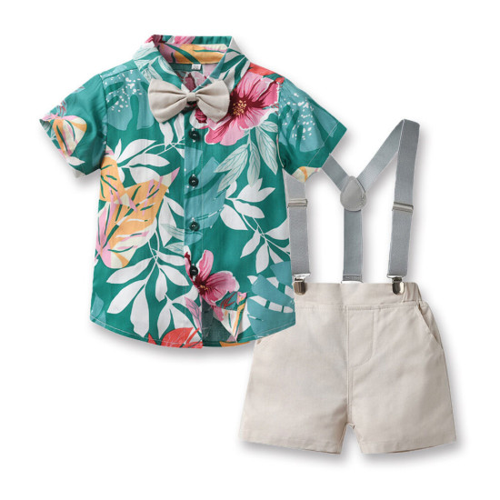 9M-6Y Toddler Boys Beach Sets Tropical Print Shirts & Shorts  Boys Clothing   