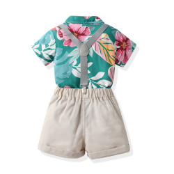 9M-6Y Toddler Boys Beach Sets Tropical Print Shirts & Shorts  Boys Clothing   