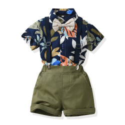 6M-6Y Toddler Boys Sets Bow Knot Shirt & Shorts  Boys Boutique Clothing   