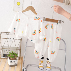 9M-5Y Toddler Boys And Girls Loungewear Sets Cartoon Rainbow Tops Pants  Toddler Clothing   