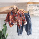 12M-5Y Toddler Boys Sets Lapel Cartoon Shirts And Jeans  Girls Clothes   