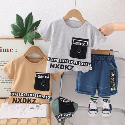9M-4Y Toddler Boys Letter Printed Casual Short-Sleeved Two-Piece Set  Boys Clothing   